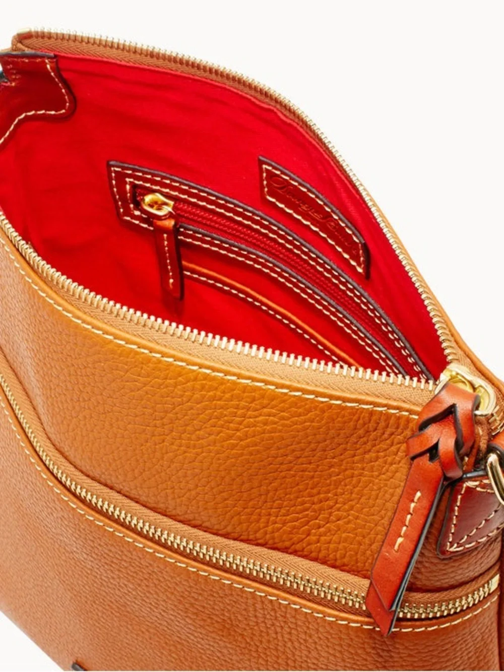Dooney & Bourke Pebble Leather Grain Crossbody in Caramel NWT